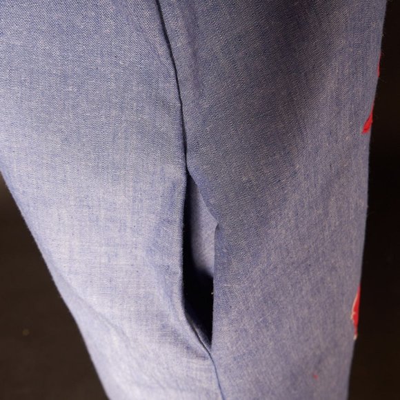 1970s Chambray Sewing Smock Dress - Picture 10 of 13